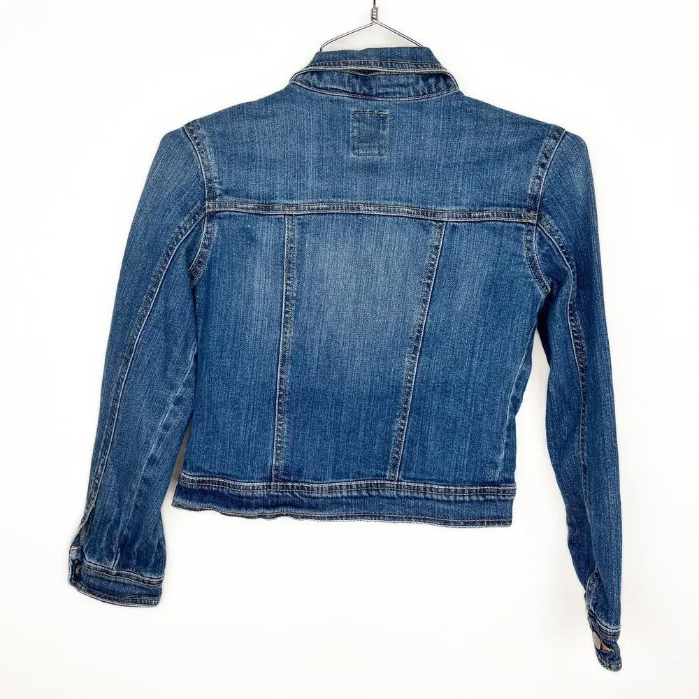 OLD NAVY Classic‎ Blue Denim Medium Wash Basic Button Up Jean Jacket Sz Large